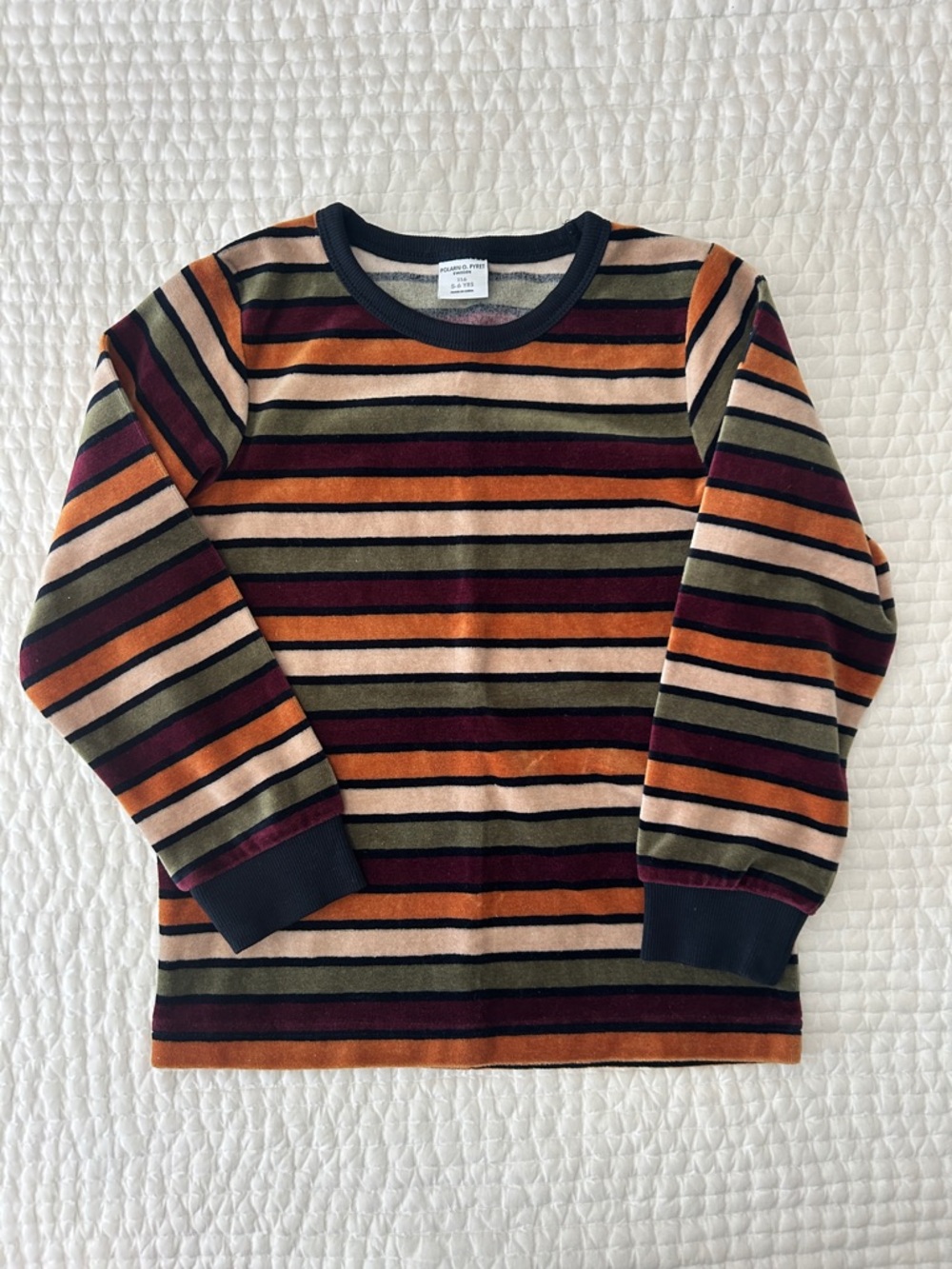 Polarn O. Pyret Multicolor Striped Long-Sleeve Top - Navy Trim